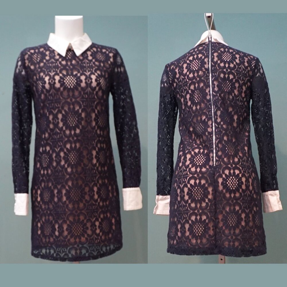 English Factory Navy Blue Lace Mini Dress, Size SM